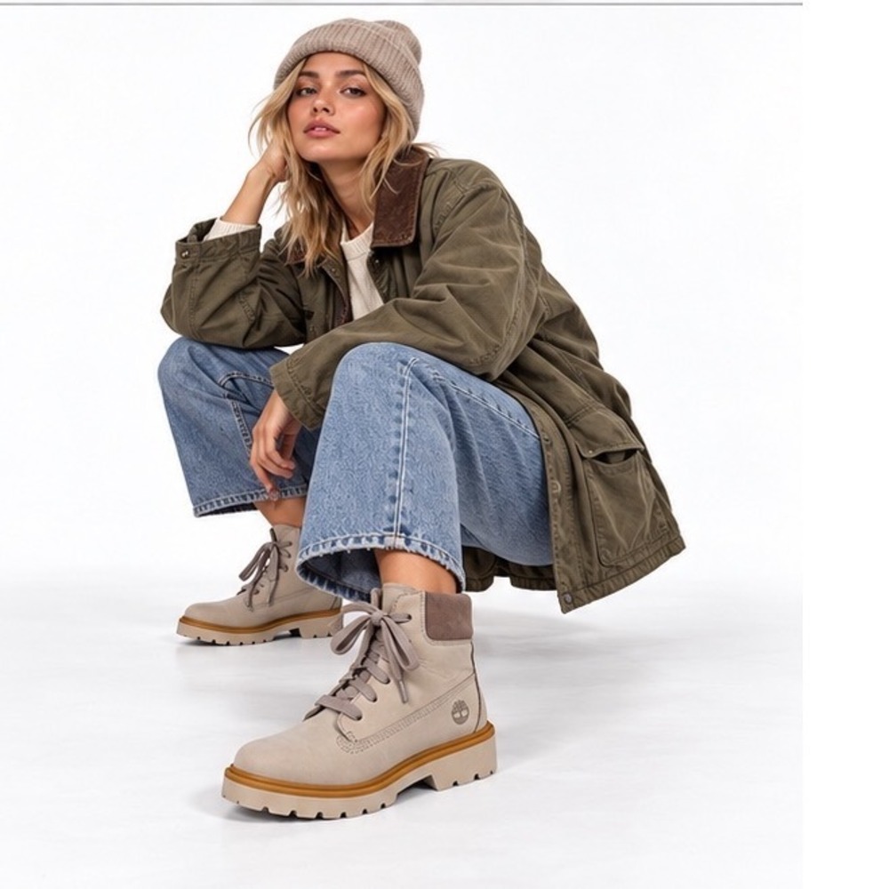 Timberland Greyfield Leather Lace Up Ankle Boots Beige W9 Streetwear  117-06